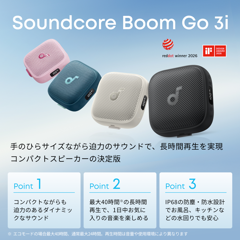 Soundcore Boom Go 3iの15Wサウンド