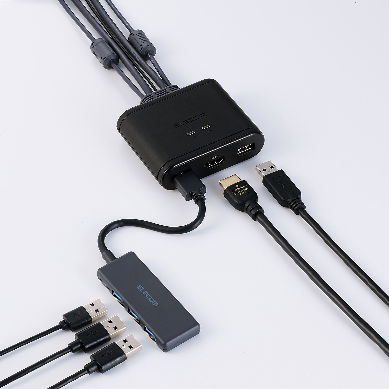 USBレシーバー式のワイヤレス入力機器を接続する例