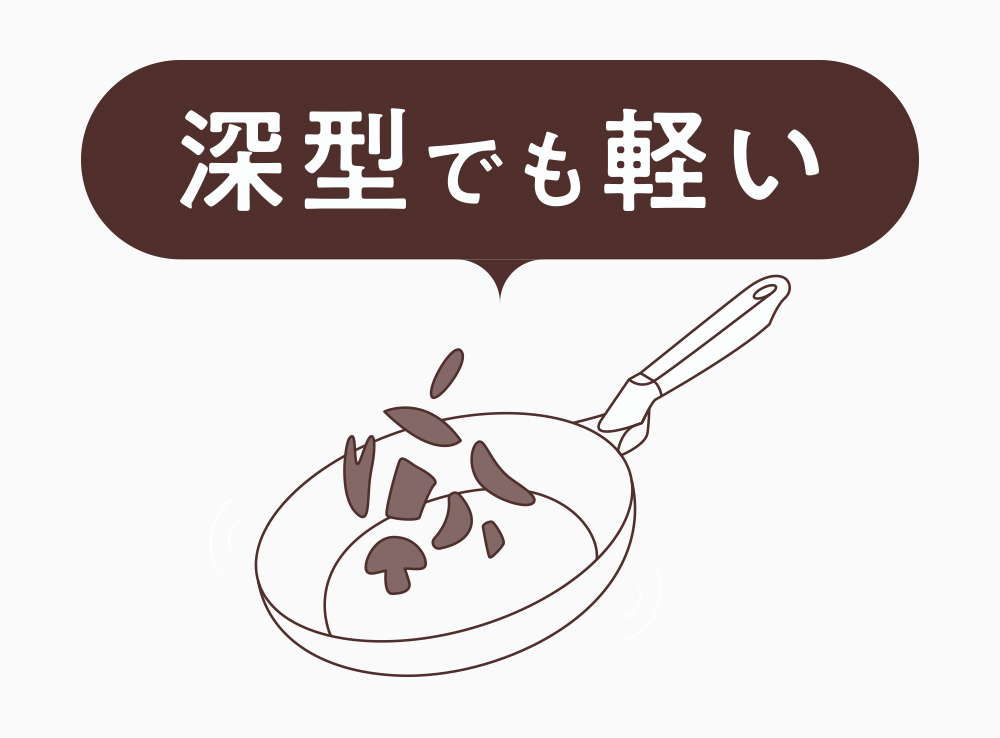 毎日の調理で持ち上げやすい軽量設計