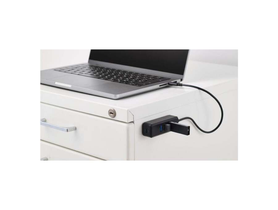 U3HC-T040PBKをスチール製デスクへ固定した例