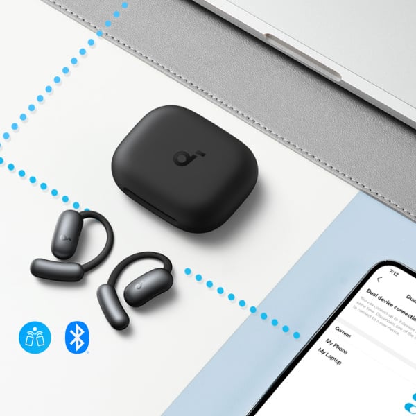 AeroFit 2とノートPC・スマートフォンの2台接続イメージ