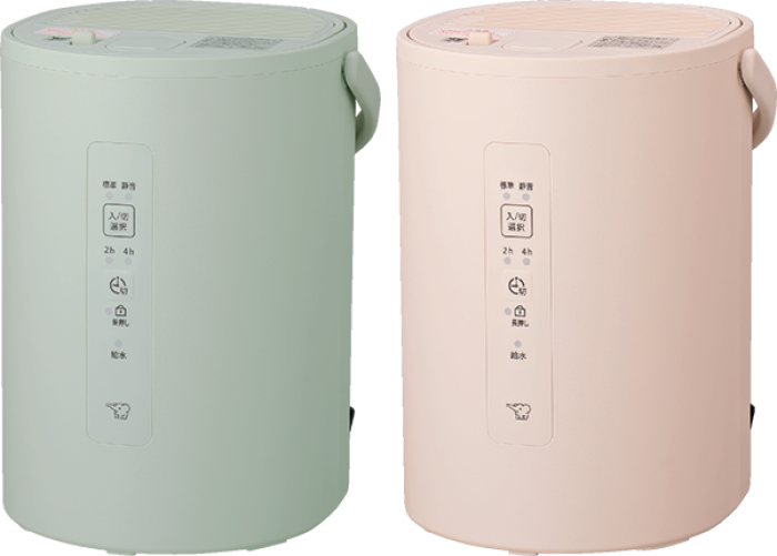 象印 スチーム式加湿器 EE-MC20のセージグリーンとサンドベージュ