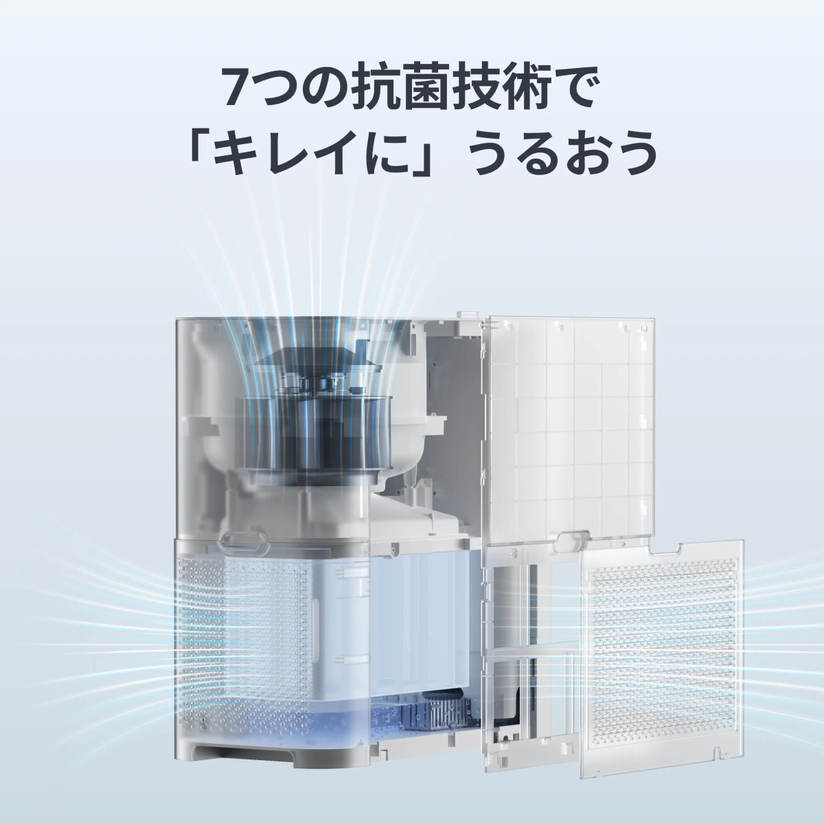 SwitchBot気化式加湿器の構造を説明するメーカー公式画像