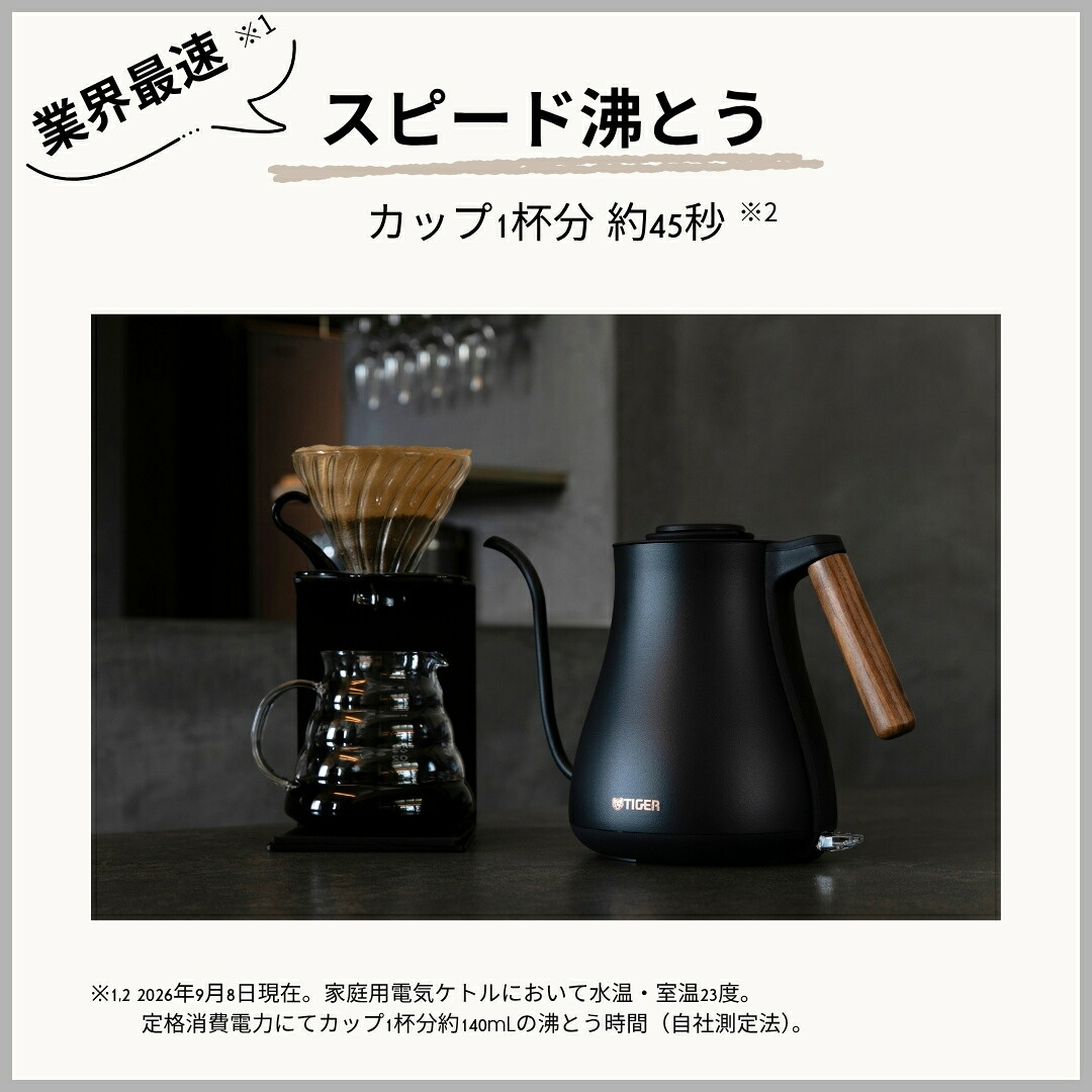 PCZ-N080ブラックと約140mLの沸とう時間を案内する公式資料