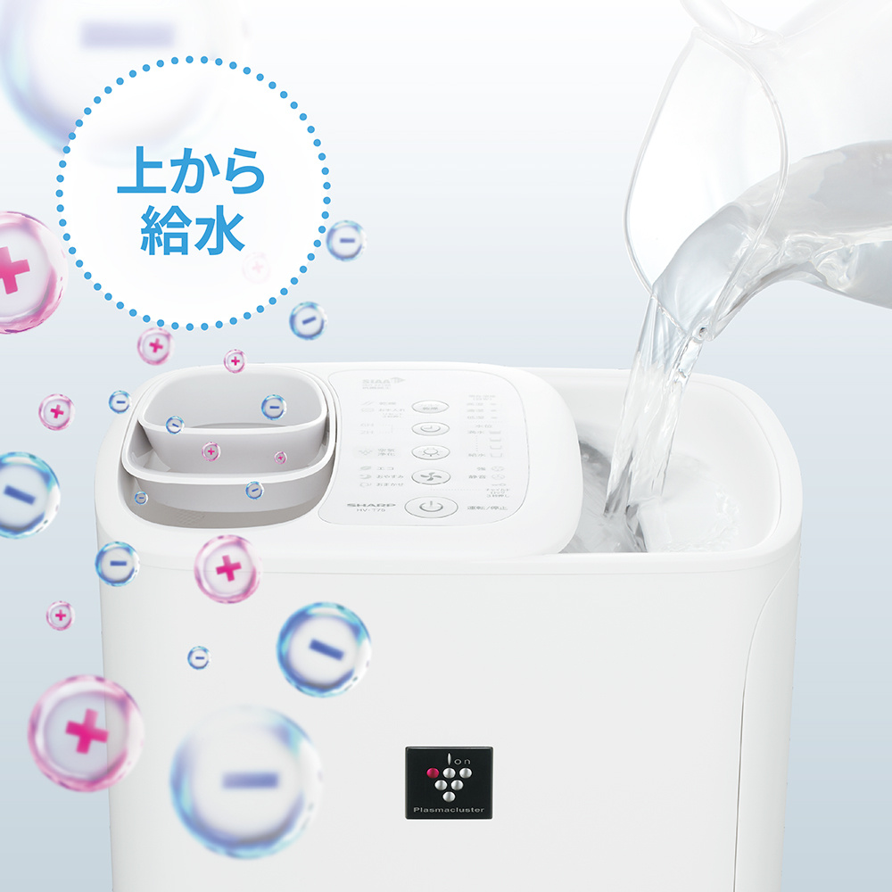 HV-T75の上部から容器で水を注ぐ公式給水イメージ